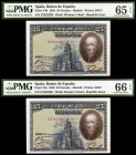1928. 25 pesetas. (Ed. C4) (Ed. 353). 15 de agosto, Calderón de la Barca. Pareja correlativa, serie E. Certificados por la PMG como 65 EPQ y 66 EPG, a...