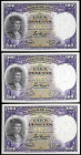 1931. 100 pesetas. (Ed. C11) (Ed. 360). 25 de abril, Fernández de Córdoba. Trío correlativo, fondo del personaje en negro. S/C-.