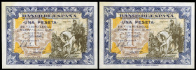 1940. 1 peseta. (Ed. D42) (Ed. 441). 1 de junio, Hernán Cortés. Pareja correlativa, sin serie. Escasos. S/C-.