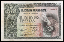 1940. 500 pesetas. (Ed. D45) (Ed. 444). 21 de octubre, El entierro del Conde de Orgaz. Manchita. Leve doblez. Buen ejemplar, con apresto. Raro y más a...