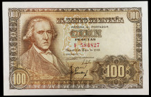 1948. 100 pesetas. (Ed. D57a) (Ed. 456a). 2 de mayo, Bayeu. Serie I, última emitida. Mínima manchita. S/C-.