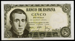 1951. 5 pesetas. (Ed. D60a) (Ed. 459a). 16 de agosto, Balmes. Serie 1L, última serie emitida. EBC+.