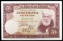 1951. 50 pesetas. (Ed. D63a) (Ed. 462a). 31 de diciembre, Rusiñol. Serie B. S/C-.
