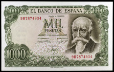 1971. 1000 pesetas. (Ed. D75c var) (Ed. 474d). 17 de septiembre, Echegaray. Serie 9B, de reposición. Leve doblez en esquina superior izquierda. Escaso...