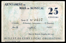 Maià de Montcal. 25 céntimos. (T. 1593). Raro. MBC-.