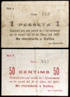 Nulles. 50 céntimos y 1 peseta. (T. 1908a y 1909). 2 billetes, serie completa. BC+/MBC-.
