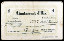 Oix. 1 peseta. (T. 1924). Raro. MBC-.