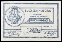 Ciudad Real. 25 céntimos. (KG. 281) (RGH. 1980). Serie D. EBC.