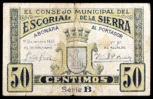 Escorial de la Sierra (Madrid). 50 céntimos. (KG. 331a) (RGH. 2325). BC+.
