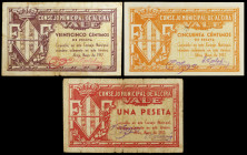 Alcira (Valencia). 25, 50 céntimos y 1 peseta. (T. 72a, 73a y 74a) (KG. 51). BC+/EBC.