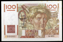 Francia. 1952. Banco de Francia. 100 francos. (Pick 128d). 4 de septiembre. Manchitas. Escaso. EBC-.