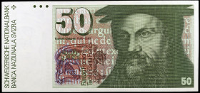 Suiza. 1988. Banco Nacional. 50 francos. (Pick 56h). Konrad Gessner. Doblez en la esquina. S/C-.