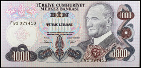 Turquía. L. 1970. Banco Central. 1000 liras. (Pick 191). Presidente Kamel Ataürk. S/C.