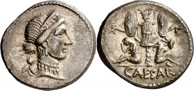 (46-45 a.C.). Julio César. Denario. (Spink 1404) (S. 13) (Craw. 468/1). 4,01 g. EBC-.
