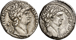 (64 d.C.). Nerón y Claudio. Siria. Ceca incierta. Tetradracma. (Spink 2053) (S. 2) (RIC. falta) (RPC. I, 4123). 14,35 g. MBC+.