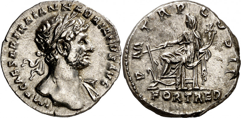 (118 d.C.). Adriano. Denario. (Spink 3493 var) (S. 745) (RIC. 114). 3,30 g. EBC-...