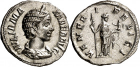 (224 d.C.). Julia Mamaea. Denario. (Spink 8214) (S. 60) (RIC. 351). Bella. 3,95 g. EBC+.