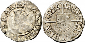 1546. Carlos I. Besançon. 1/2 carlos. (Vti. falta). Acuñación floja en parte. 0,81 g. (MBC).