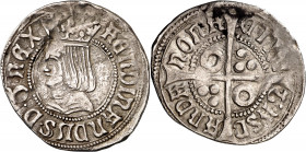1545. Carlos I. Barcelona. 1 croat. (AC. 61) (Cru.V.S. 1167 var) (Cru.C.G. 4113a, mismo ejemplar) (Badia falta). A nombre de Ferran II. Insignificante...