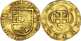 s/d. Felipe II. Sevilla. . 4 escudos. (AC. 887). Visible el ordinal del rey. 13,33 g. MBC+.