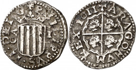 1611. Felipe III. Zaragoza. 1 real. (AC. 575). La E de DEI rectificada sobre una E al revés. Golpecitos. 3,64 g. MBC-/MBC.