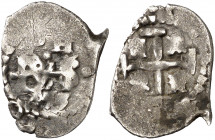 1653. Felipe IV. Potosí. E. 1/2 real. (AC. 752). PH bajo corona. Doble fecha, una parcial. Escasa. 1,26 g. MBC-.