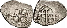 1657. Felipe IV. Potosí. E. 1 real. (AC. 759). Doble fecha. EL PERV visible. Escasa así. 3,51 g. MBC.
