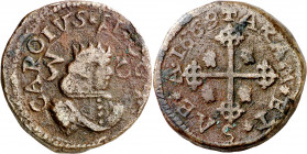 1669. Carlos II. Cagliari. 3 cagliareses. (Vti. 205) (MIR. 91/2). Buen ejemplar para esta pieza. 12,39 g. MBC+.