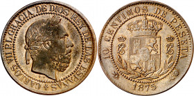 1875. Carlos VII, Pretendiente. Oñate. 10 céntimos. (AC. 5). Bella. Parte de brillo original. Escasa así. 9,86 g. EBC+/EBC.