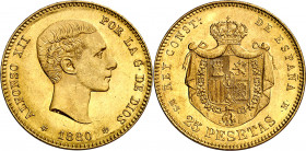1880*1880. Alfonso XII. MSM. 25 pesetas. (AC. 79). Bella. 8,07 g. EBC.