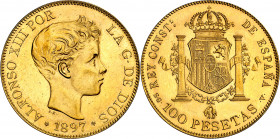 1897*1961. Franco. SGV. 100 pesetas. (AC. 177). Acuñación de 810 ejemplares. Rara. 32,25 g. S/C-.