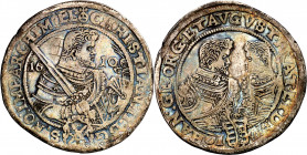 Alemania. Sajonia. 1610. Christian II, Juan Jorge y Augusto. HR. 1 taler. (Kr. 24). Grafito en anverso. Rara. AG. 28,85 g. MBC-/MBC.