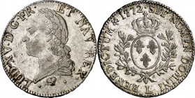 Francia. 1772. Luis XV. L (Bayona). 1 ecu. (Kr. 551.9). Leves golpecitos. Brillo original. Escasa y más así. AG. 29,15 g. MBC+.