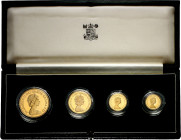 Gran Bretaña. 1980. Isabel II. 1/2, 1, 2 y 5 libras. (Kr. PS37). En estuche oficial, con certificado. AU. Peso total: 67,85 g. Proof.