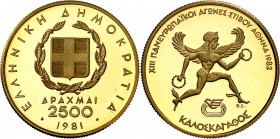 Grecia. 1981. 2500 dracmas- (Fr. 24) (Kr. 128). Juegos Paneuropeos. AU. 6,45 g. Proof.