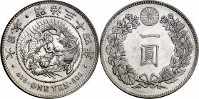 Japón. Año 34 (1901). Mutshuhito. 1 yen. (Kr. A25.3). En cápsula de la PCGS como MS62, nº 500665.62/18498700. AG. S/C-.