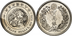 Japón. Año 9 (1876). Mutsuhito. 1 dólar de comercio. (Kr. 14). Rara. AG. 27,13 g. EBC-.