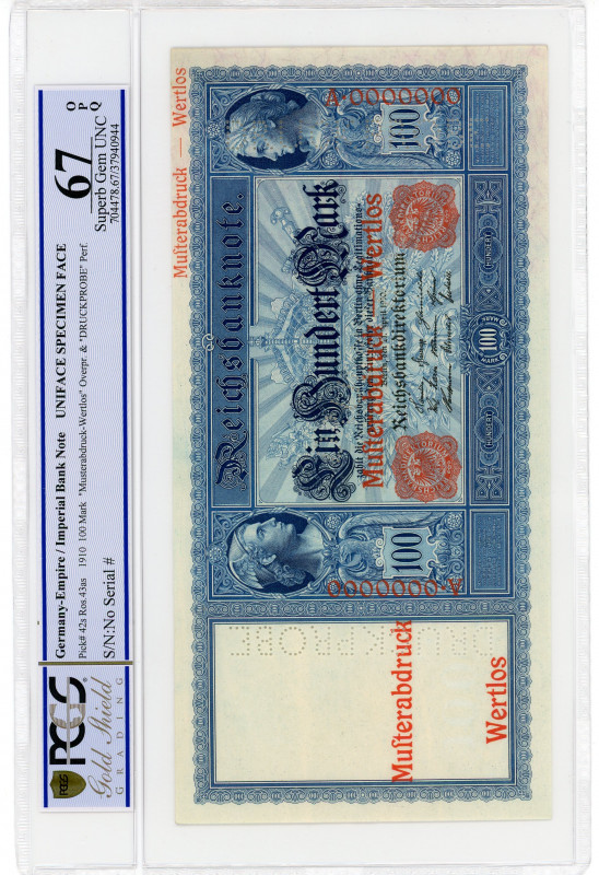 Germany - Empire 100 Mark 1910 (ND) PCGS 67 OPQ Specimen Proof Top Grade
P# 42s...