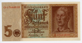 Germany - Third Reich 5 Reichsmark 1942 
P# 186a; N# 209082; #O17444618; UNC