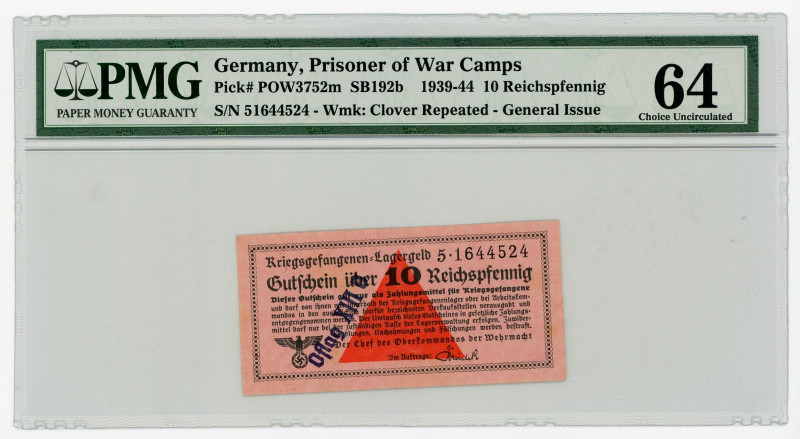 Germany - Third Reich 10 Reichspfennig 1939 - 1944 PMG 64
P# POW3752m; # 516445...