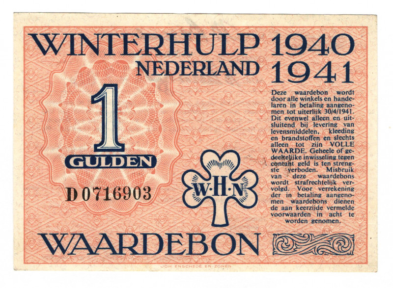 Germany - Third Reich Nederland Winterhelp 1 Gulden 1940 - 1941 Pink Color
P# N...