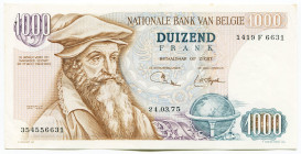 Belgium 1000 Francs 1975 
P# 136b; N# 203599; # 1419 F 6631; UNC