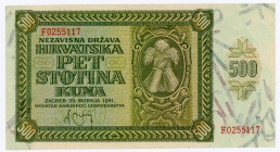 Croatia 500 Kuna 1941 
P# 3a; N# 213994; # F0255117; UNC