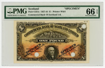 Scotland 1 Pound 1927 Specimen PMG 66
P# S331s; UNC