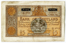 Scotland Bank of Scotland 5 Pounds 1940 
P# 92b; N# 223506; # 9/0 3673; VF-