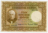 Iceland 500 Kronur 1948 -1956 (ND)
P# 36a; N# 313147; # 458159; VF+