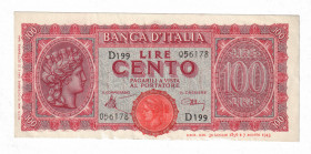 Italy 100 Lire 1944 
P# 75a; N# 208559; # 056178; AUNC