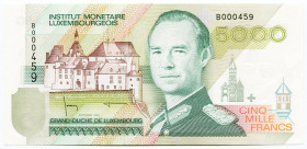 Luxembourg 5000 Francs 1996 
P# 60b; N# 220967; # B000459; UNC
