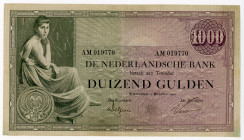 Netherlands 1000 Gulden 1926 
P# 48; # AM 019770; VF, Restorated
