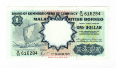 Malaya & British Borneo 1 Dollar 1959 
P# 8A; N# 202268; # 616284; Very nice condition; XF+